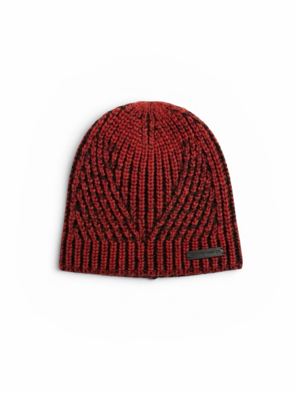 Rebecca Minkoff Red and Black Patterned Beanie
